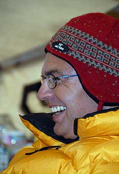 Michael Boni smiles on his 51st birthday at Everest Base Camp