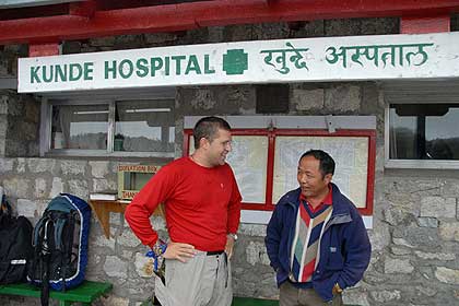 Sean Moore and Dr. Kami Sherpa at the Khunde clinic