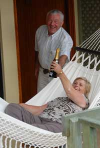 Ann and Martin relaxing on their first day in Galapagos