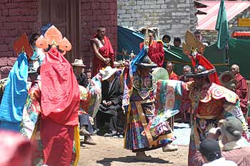 Monks dancing at Everest celebration