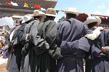 Sherpas preparing to dance