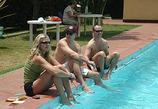 Relaxing poolside at the hotel in Arusha