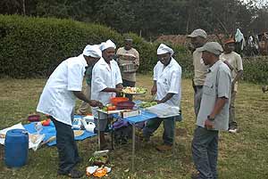 Preparing a big lunch for a hungry team