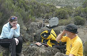 Frank on the satellite phone