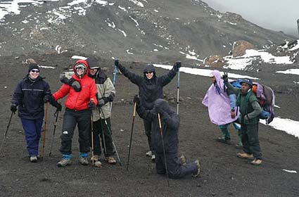 Laura, Leila, Rob, Ljerka and Jeremy on Stella Point – 19,000ft