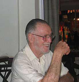 Frank enjoys the welcome dinner in Arusha