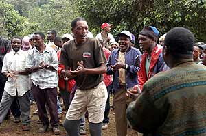 Chagga men singing in Shira Camp