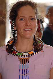 Carolina tried on some of the Masai woman jewelry