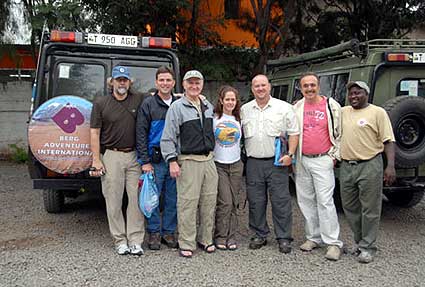 The Nacos family at the entrance gate on Kilimanjaro