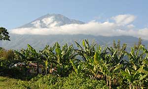 Mount Meru peaking through the clouds
