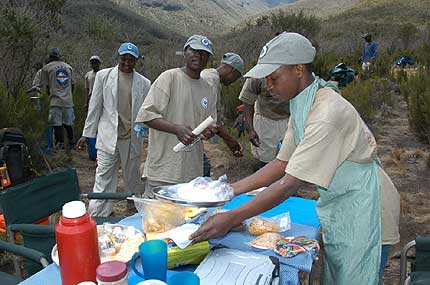 Berg Adventures staff working hard to prepare the dinner