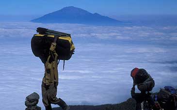 View of Mt. Meru from the slopes of Kilimanjaro