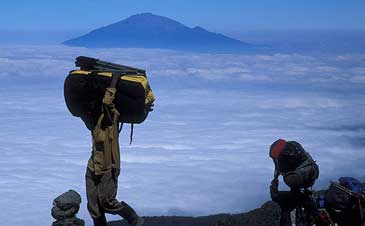 View of Mt. Meru from the slopes of Kilimanjaro