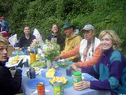 First lunch together before starting on the hike to the Big tree Camp