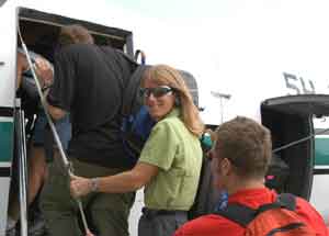 Boarding the plane