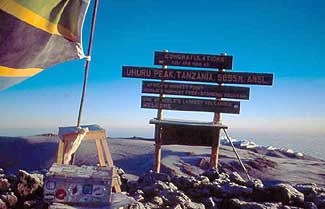 The summit sign on Uhuru Peak, the top of Africa!