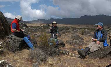 The group stops for a quick break