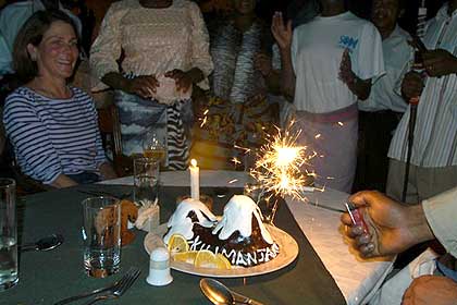 Kilimanjaro cake with sparklers