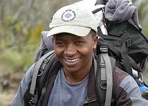 Nicholas, Cami and Brittany's BAI guide on Kilimanjaro