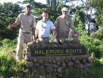 Mike, Keith and their guide Safi at the trailhead for the