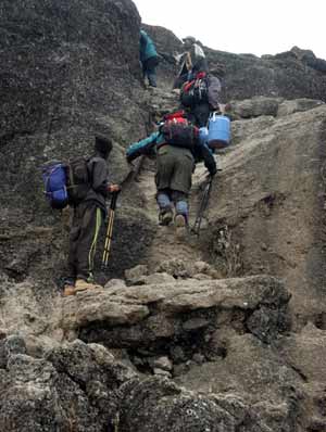 Going up the Baranco Wall