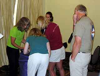 Kellie demonstrating how to use drybags