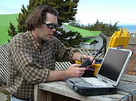 Will Cross, working with the Panasonic toughbook