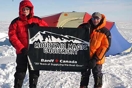 Martin works on cutting snow blocks at Vinson Base