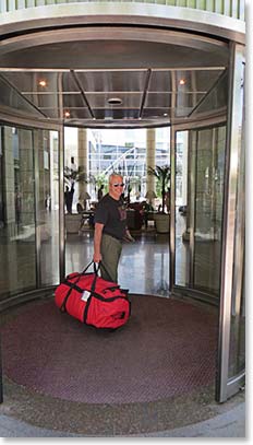 The adventure begins! After many complications due to delayed flights and hectic weather Jean-Pierre arrives – still with a smile on his face and bags in hand!