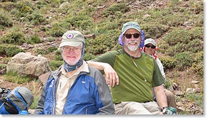 Longtime Berg Adventure climbers and good friends Doc Martin from North Carolina and Dennis Comfort from Seattle travelled to Argentina together to stand side by side on this great mountain.