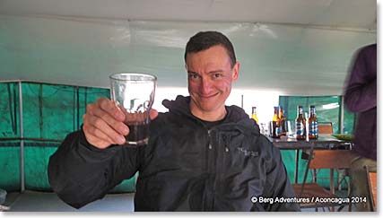Plaza de Mulas is a great place to spend our first few nights. Climbers can enjoy many things at Base Camp and one of our favorites is the local Argentine wine!