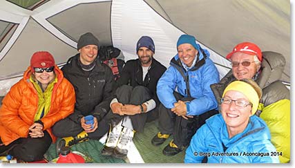 The team in our dinning tent at Plaza Canada