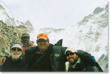 Mark and some team members enjoy the incredible views from Everest Base Camp 