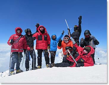 The hardworking team on the Summit of Mount Elbrus