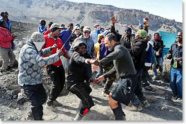 Dancing and singing is what Berg Adventures Kili staff are famous for.