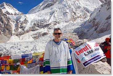 Ken stands proud at Everest Base Camp
