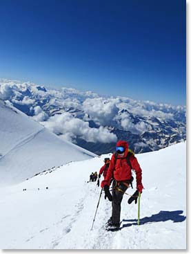 Climbing above the clouds to the summit of Mount Elbrus
