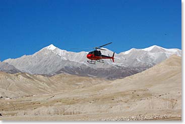 They day we left Lo Manthang was Keely’s birthday. She got to ride over the Mustang region in a helicopter!