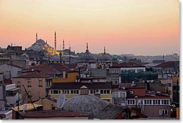 View of Istanbul from our hotel rooftop