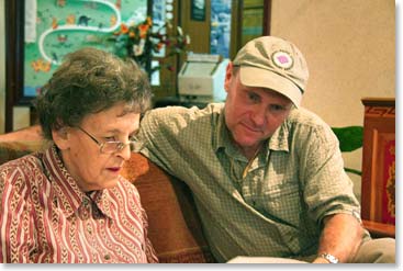 Wally Berg and Elizabeth discussing an expedition