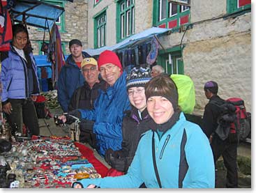 Cami and BAI Everest Base Camp Trekkers shopping in Namche