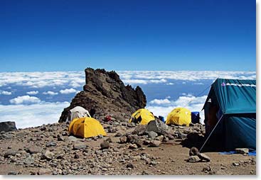 Lava Tower Camp on the Lemosho Traverse