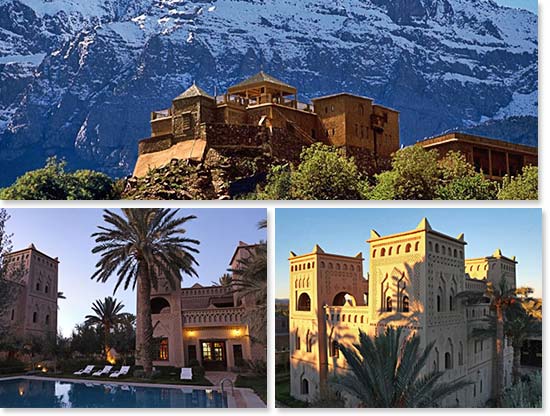 Top: Our Kasbah in Toubkal National Park; Bottom: A lovely Kasbah on our way to the mountains