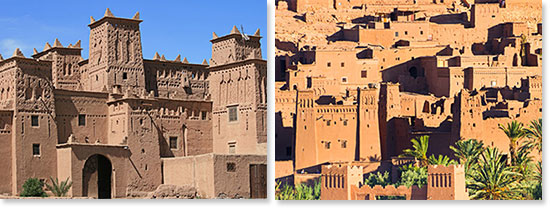 Left: Beautiful Moroccan architecture; Right: Ancient villages