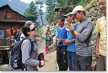 Climbers saying goodbye to their Sherpa guides