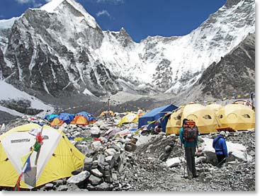 Arriving at Everest Base Camp for a visit