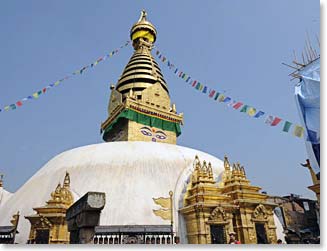 A golden Buddhist stupa in Kathmandu