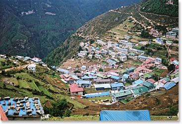 Arriving in the colorful village of Namche