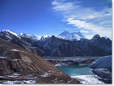 Looking onto Everest from Gokyo Ri