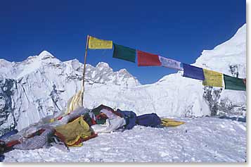 Island Peak summit with Cho Polu in the distance